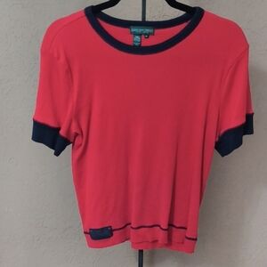 Women's Lauren Jean Company Red And Black Short Sleeve Tee Size XL